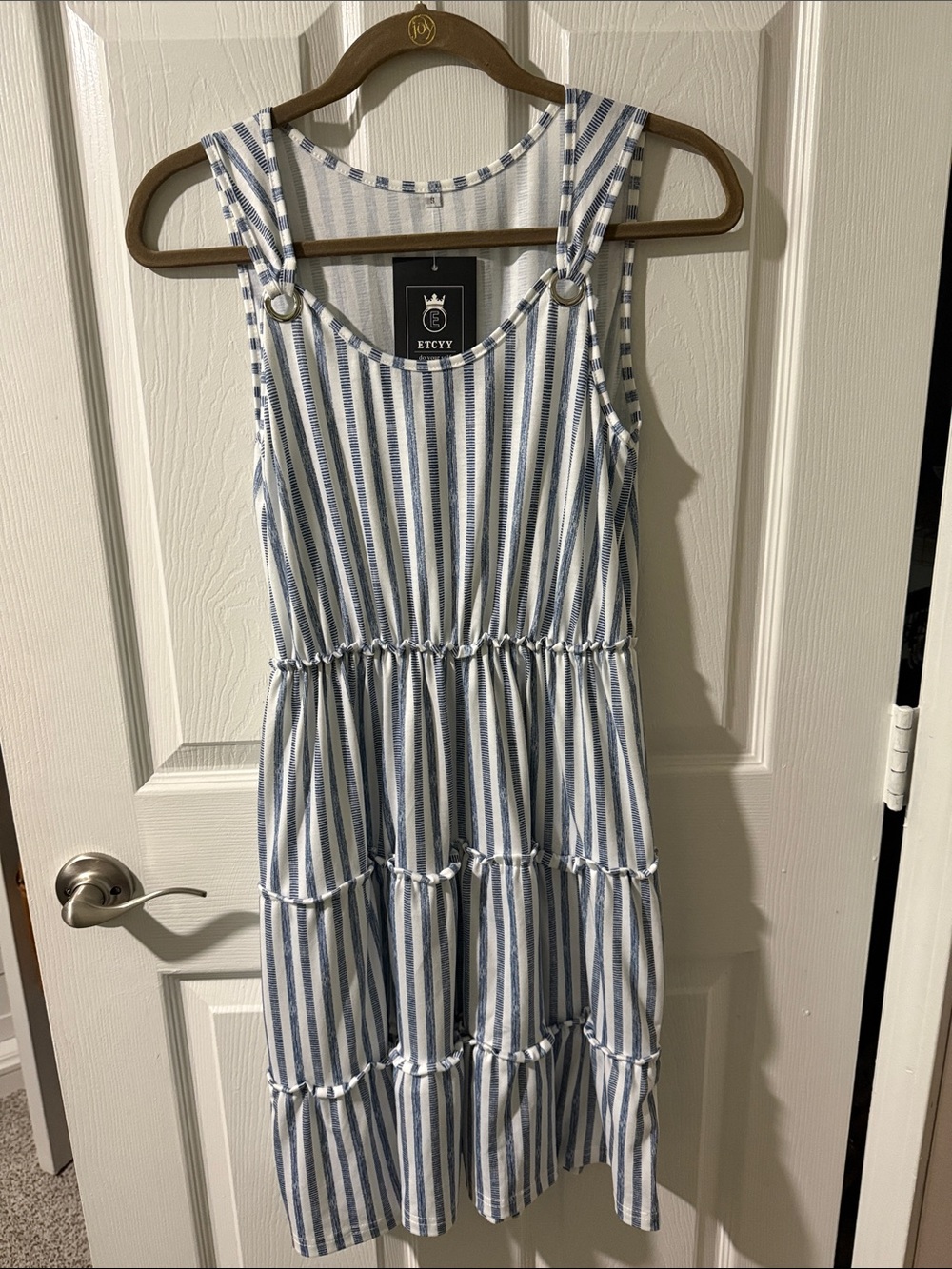 Blue & White Striped Tiered Summer Dress